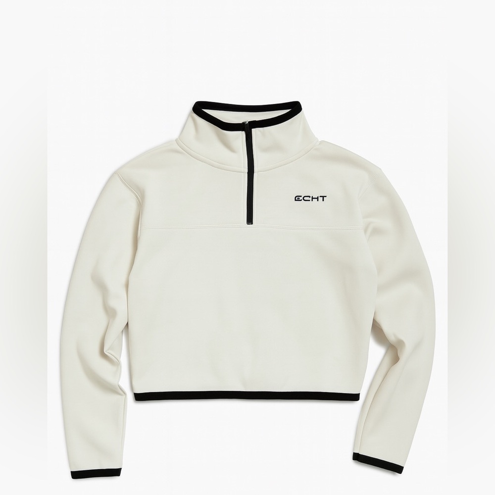 Echt White and Black Cropped Half-Zip Pullover-NWOT - Picture 2 of 4